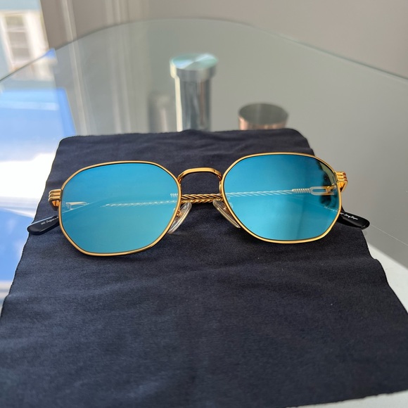 Vintage frames 24 karat gold plated with Multi flash flatlens blue/green. - Picture 3 of 8